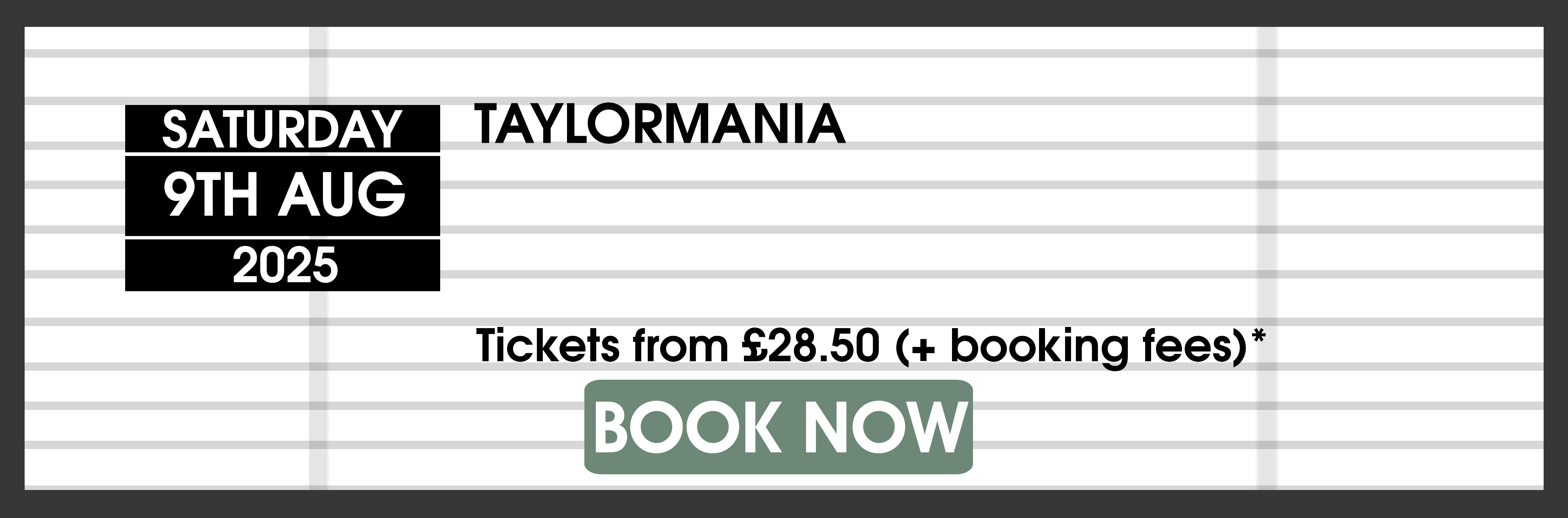 Taylormania August 2025 Book Tickets